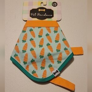 Woof Lookin' Good Pet Bandana With Carrots For Easter, L/XL, Blue, Orange, Green